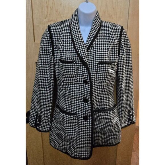Vintage Bergdorf Goodman Womens Houndstooth Blazer Jacket Size 6 - Picture 2 of 7